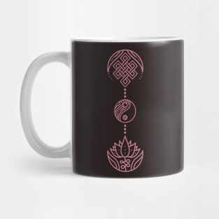 Spiritual Symbols - Yin Yang - Lotus - Unalome - Pink Mug